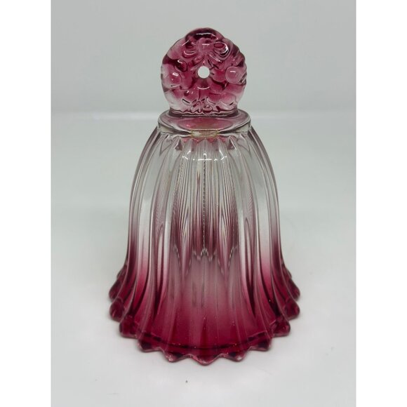 VTG Mikasa Pink Clear Ombre Ribbed Glass Bell 5.5" Wreath Handle Decorative - Picture 1 of 7